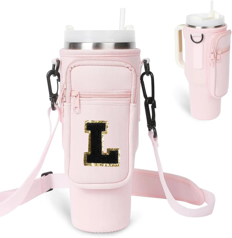 A to Z Collegiate Letters Stanley Holder Bag with Strap for 40oz