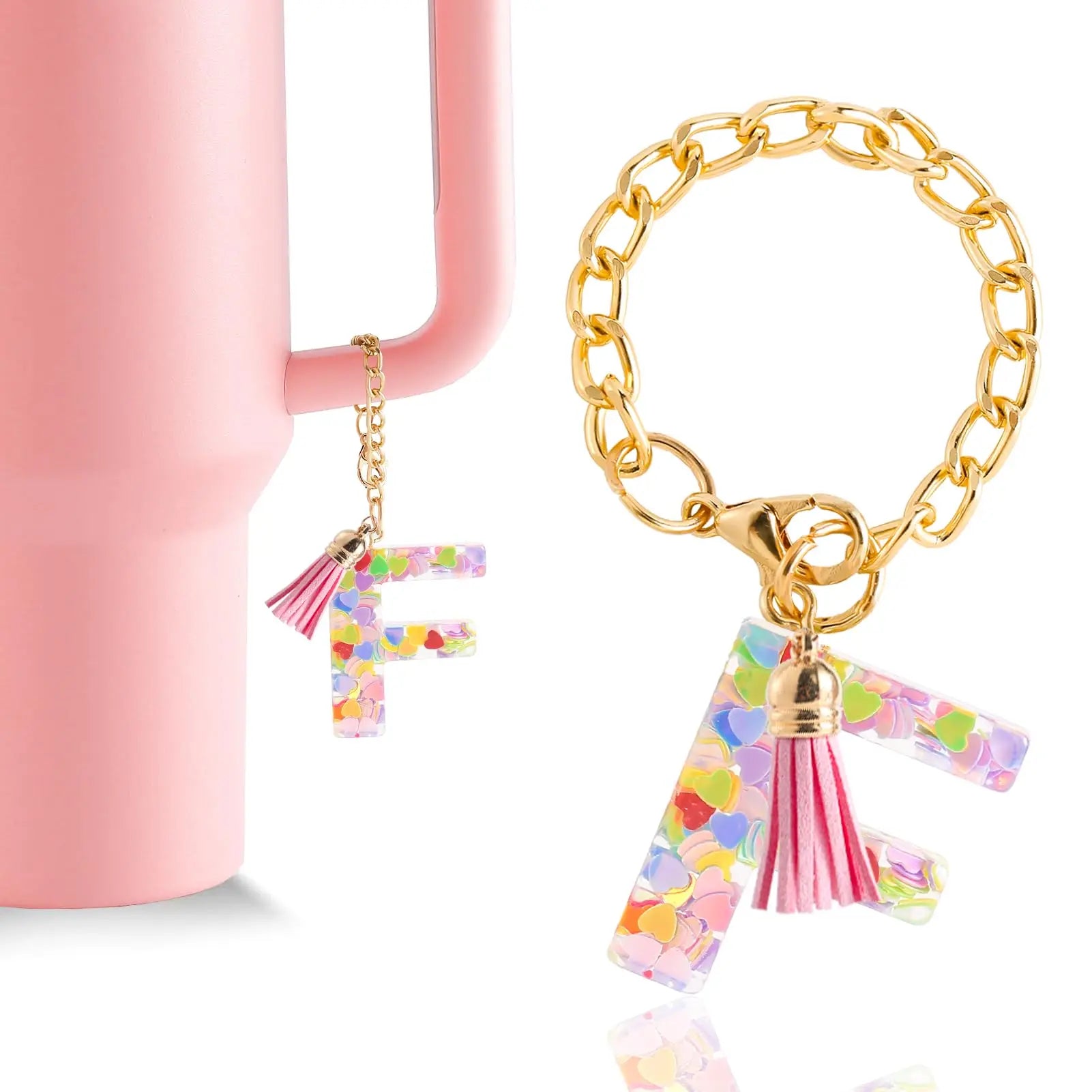 Boho Letter Charm for Stanley Cup Initial Keychain Charm