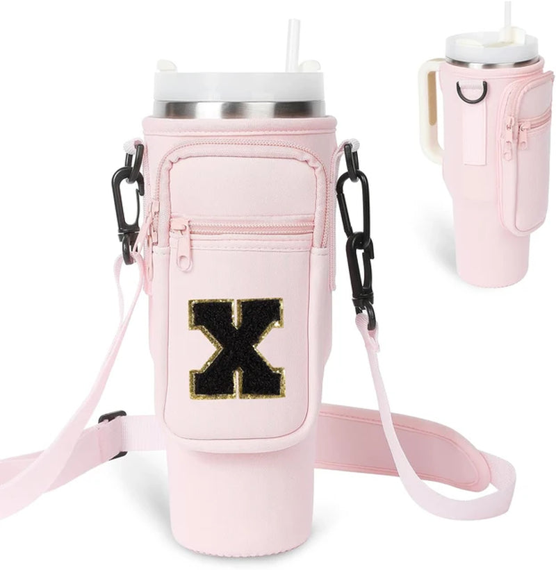 A to Z Collegiate Letters Stanley Holder Bag with Strap for 40oz