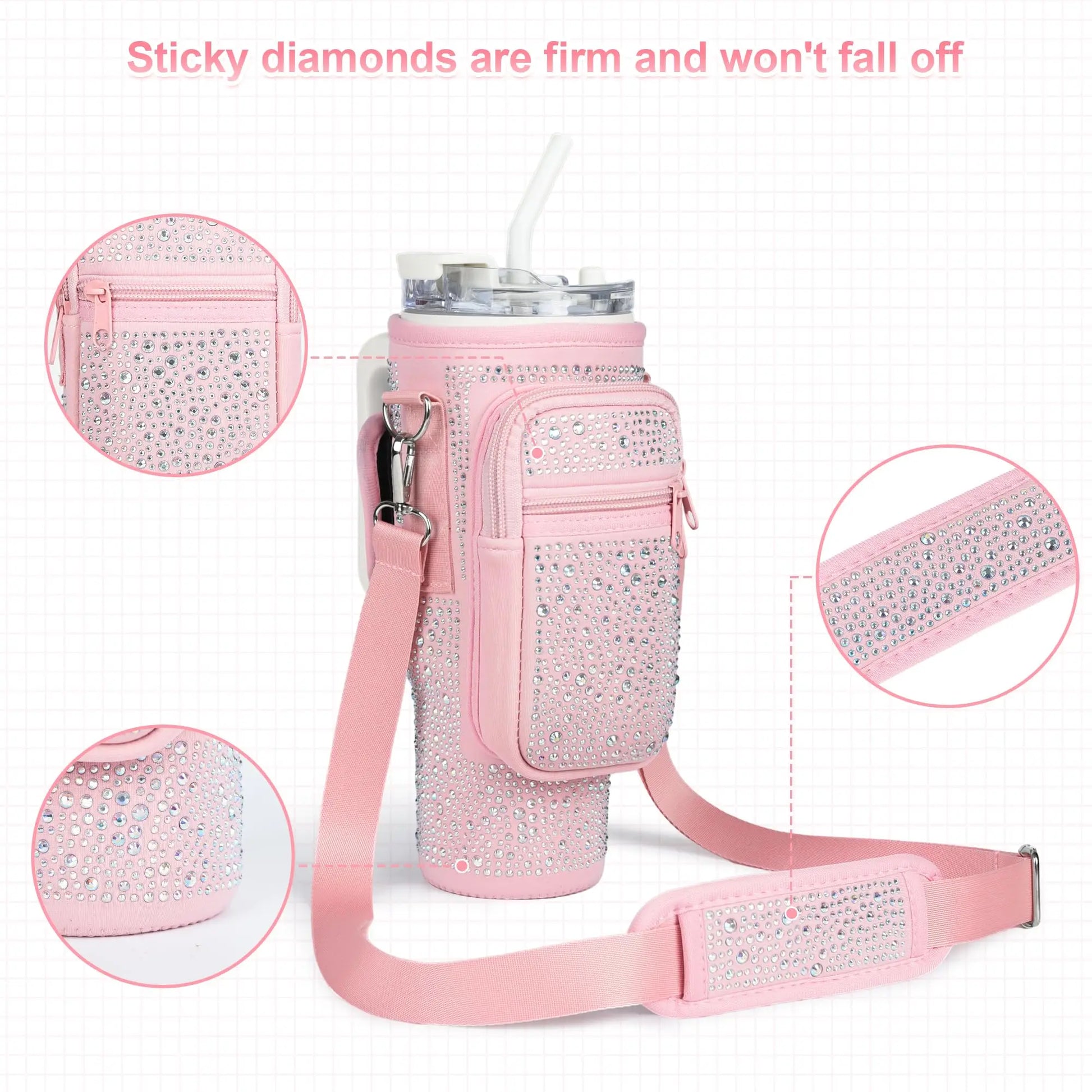 Super Bling Diamond Stanley 40oz Carrying Bag Card Holder/Phone Pocket