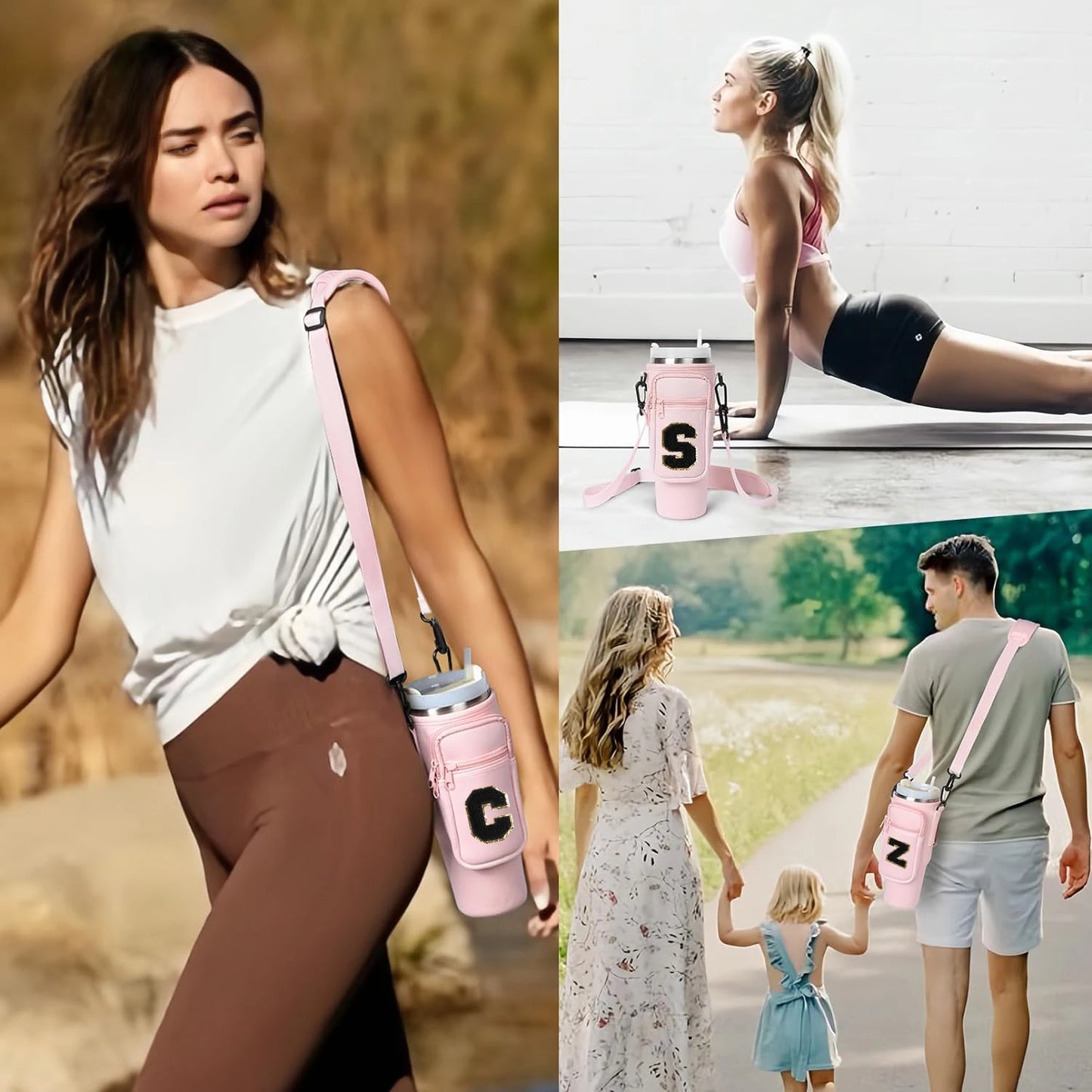 A to Z Collegiate Letters Stanley Holder Bag with Strap for 40oz