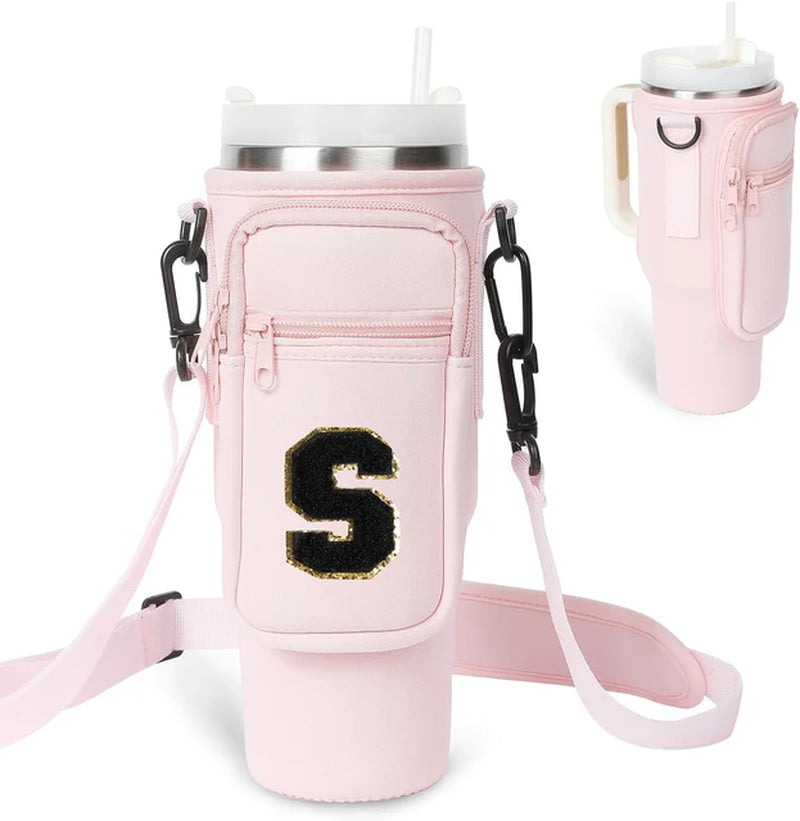 A to Z Collegiate Letters Stanley Holder Bag with Strap for 40oz