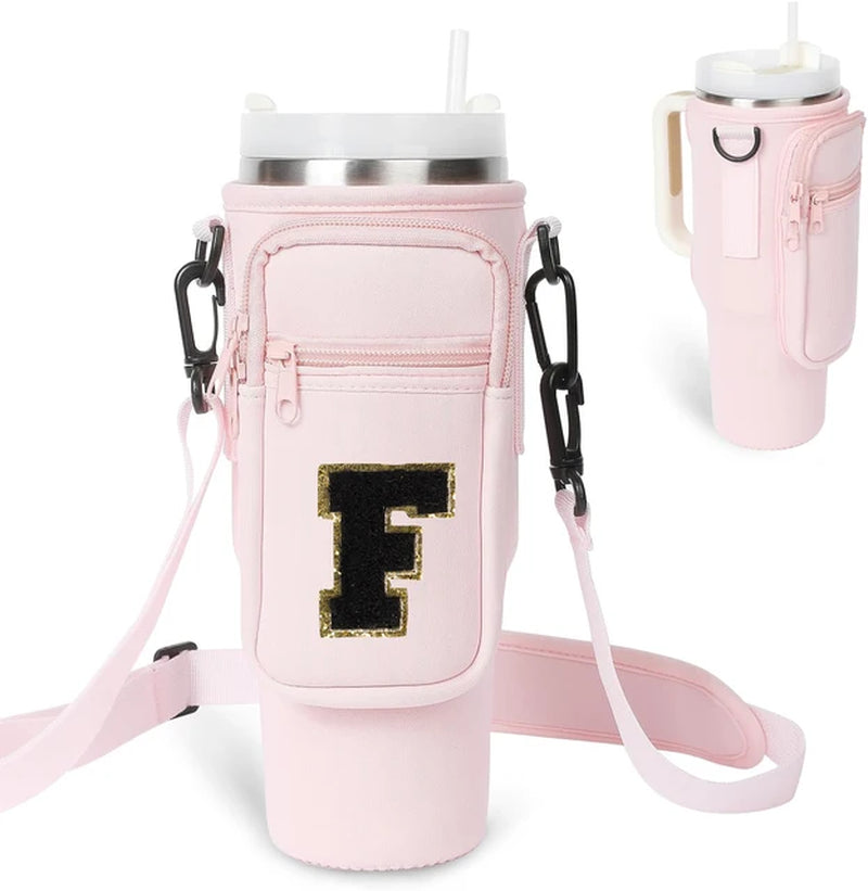 A to Z Collegiate Letters Stanley Holder Bag with Strap for 40oz