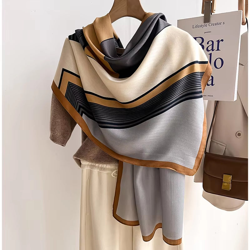 Luxury Brand Scarf Wool Cotton Shawl Lady Wrap Large Pashmina Hijab Headband Scarves Autumn Winter Bufanda Foulard Beach Stoles