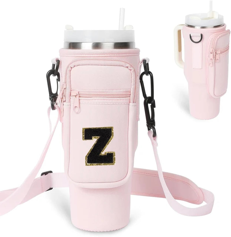 A to Z Collegiate Letters Stanley Holder Bag with Strap for 40oz