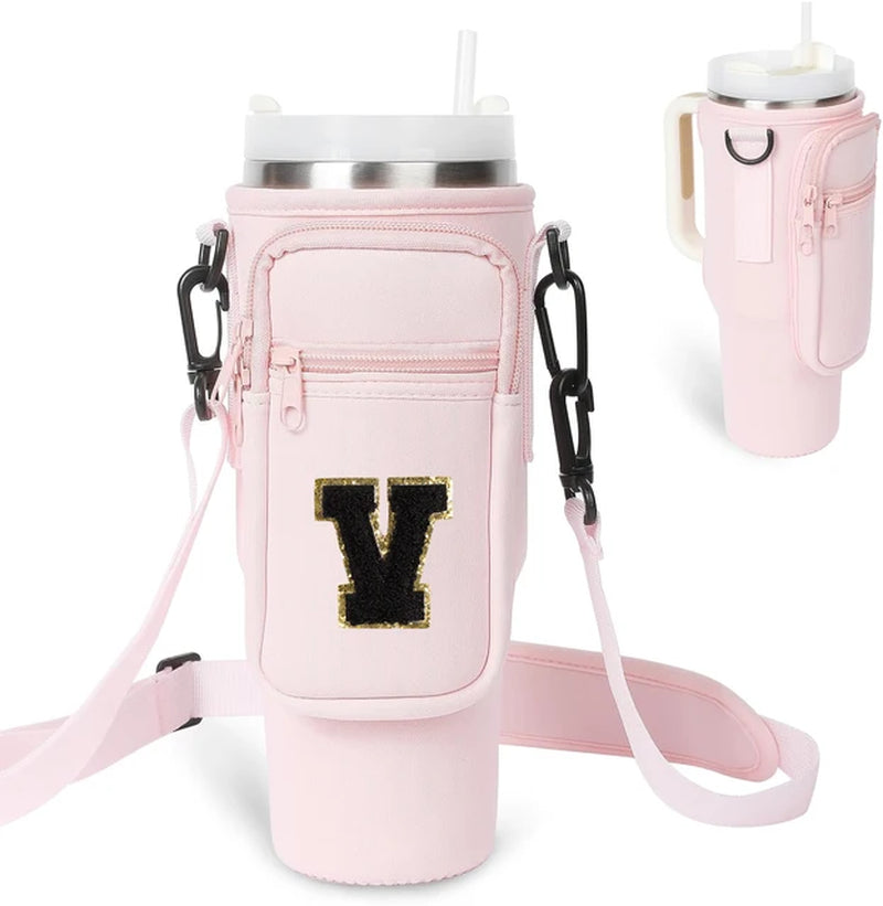 A to Z Collegiate Letters Stanley Holder Bag with Strap for 40oz
