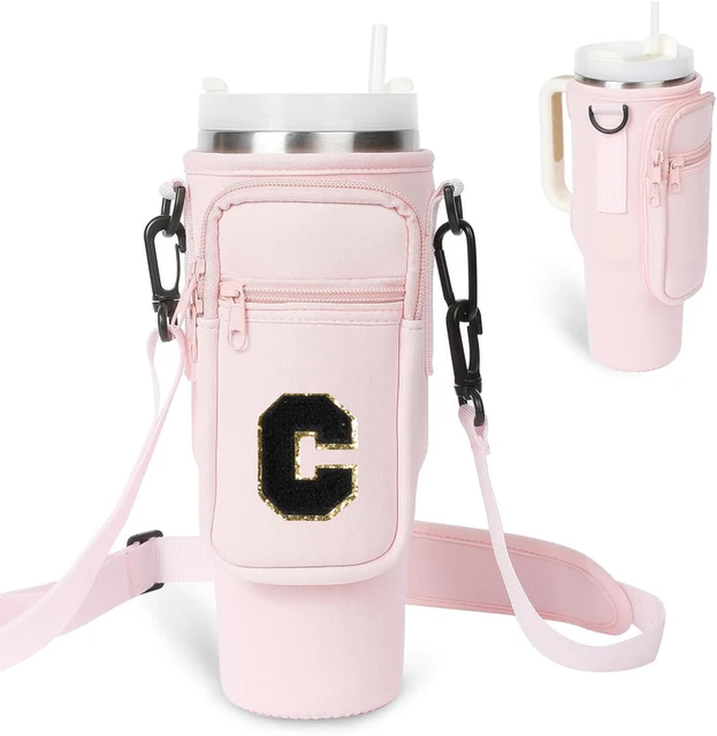 A to Z Collegiate Letters Stanley Holder Bag with Strap for 40oz