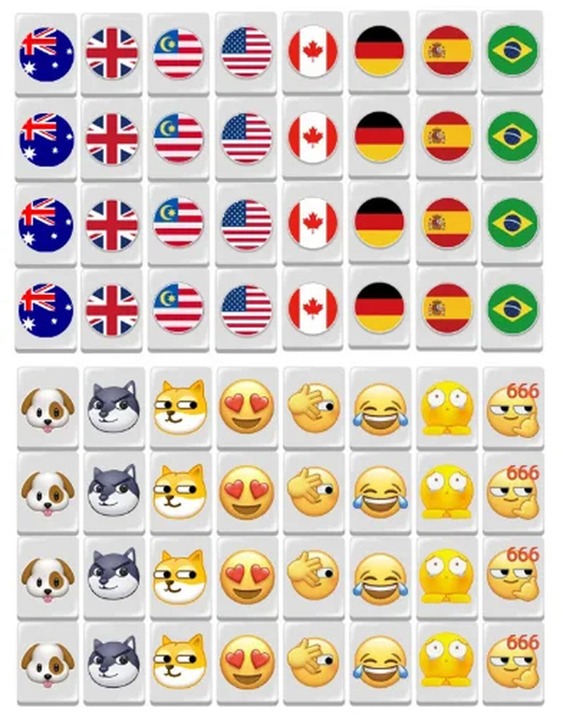 64 Blocks Tiktok Seaside Escape Mahjong Tile Game with Pattern of Flag Ball 1/2 Players Funny Parent Child Party Game Toy Gift 