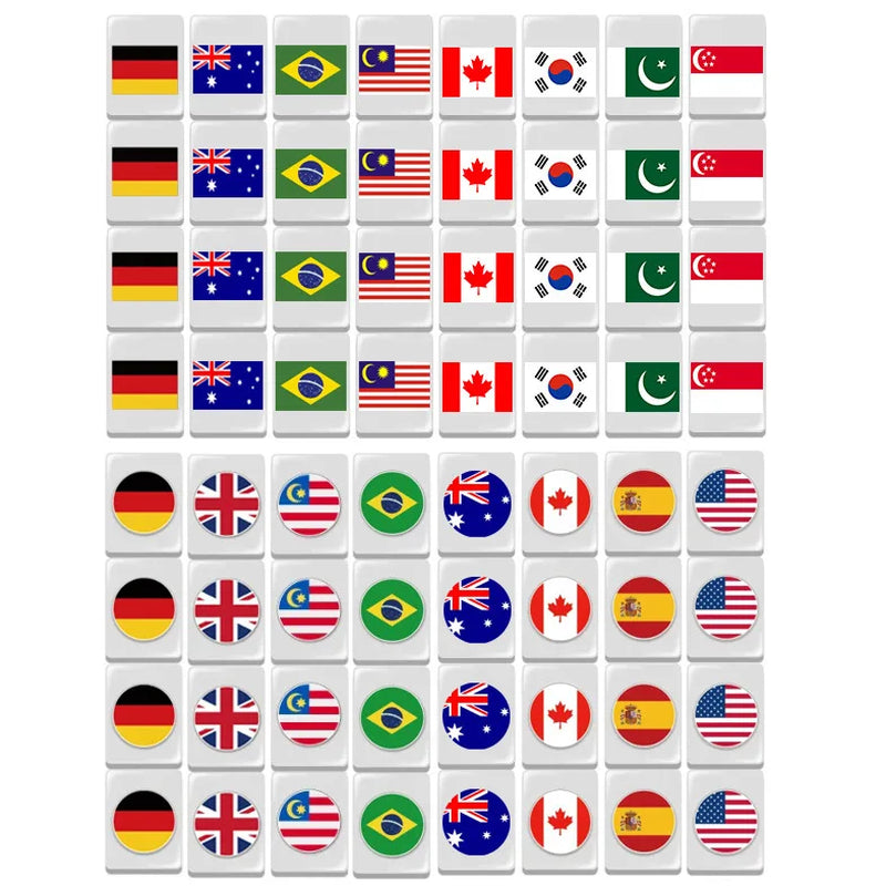 64 Blocks Tiktok Seaside Escape Mahjong Tile Game with Pattern of Flag Ball 1/2 Players Funny Parent Child Party Game Toy Gift 