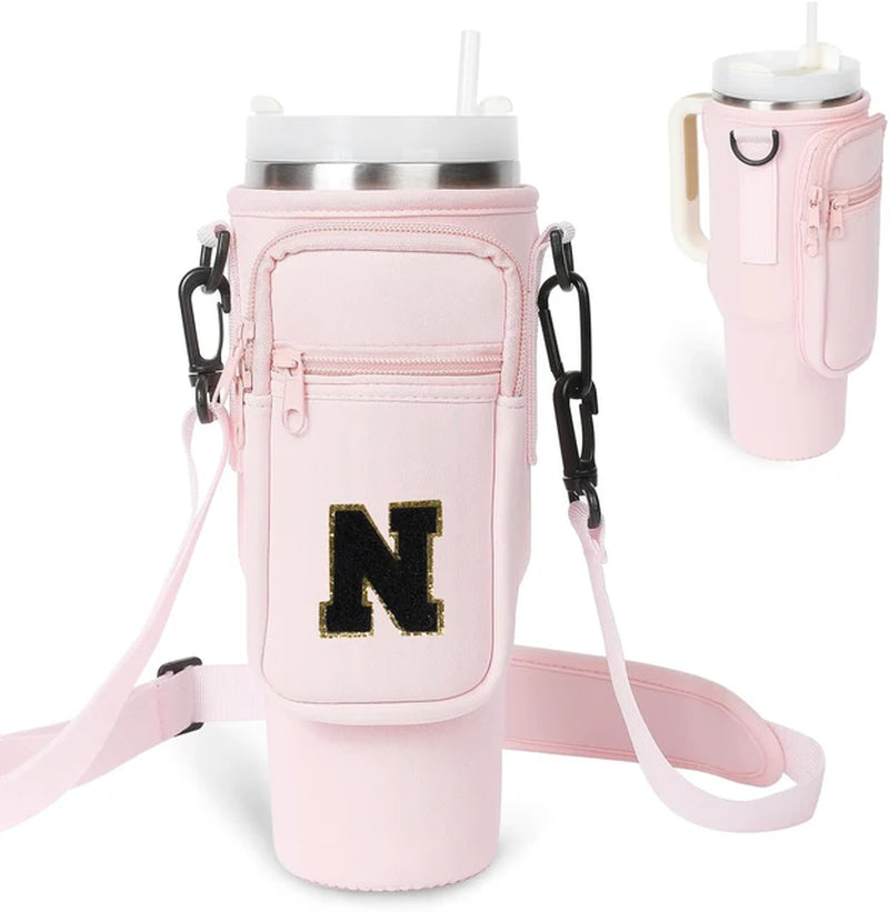 A to Z Collegiate Letters Stanley Holder Bag with Strap for 40oz