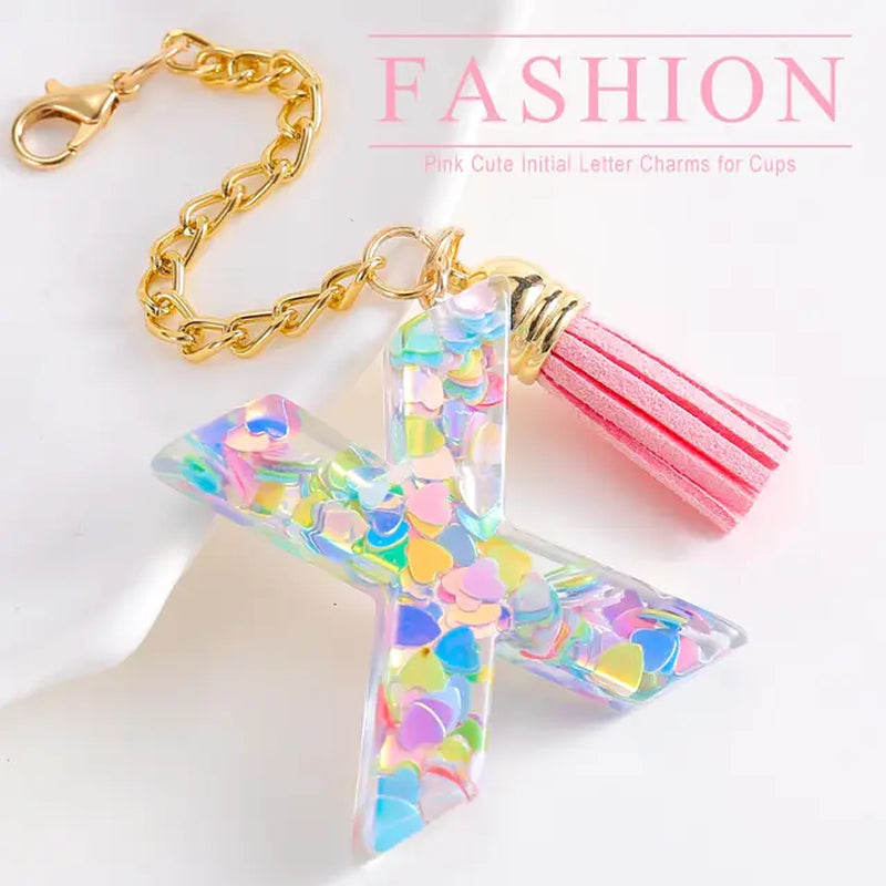 Boho Letter Charm for Stanley Cup Initial Keychain Charm