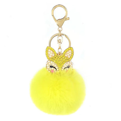 Crystal Fox with Pom Pom Fur Charm