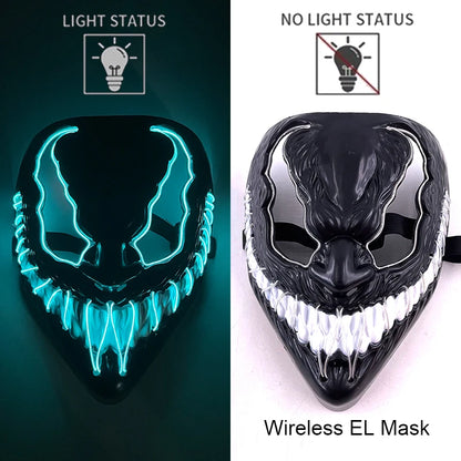 Wireless Halloween Neon LED Purge Mask Masque Masquerade Party Masks Light Grow in the Dark Horror Mask Glowing Masker