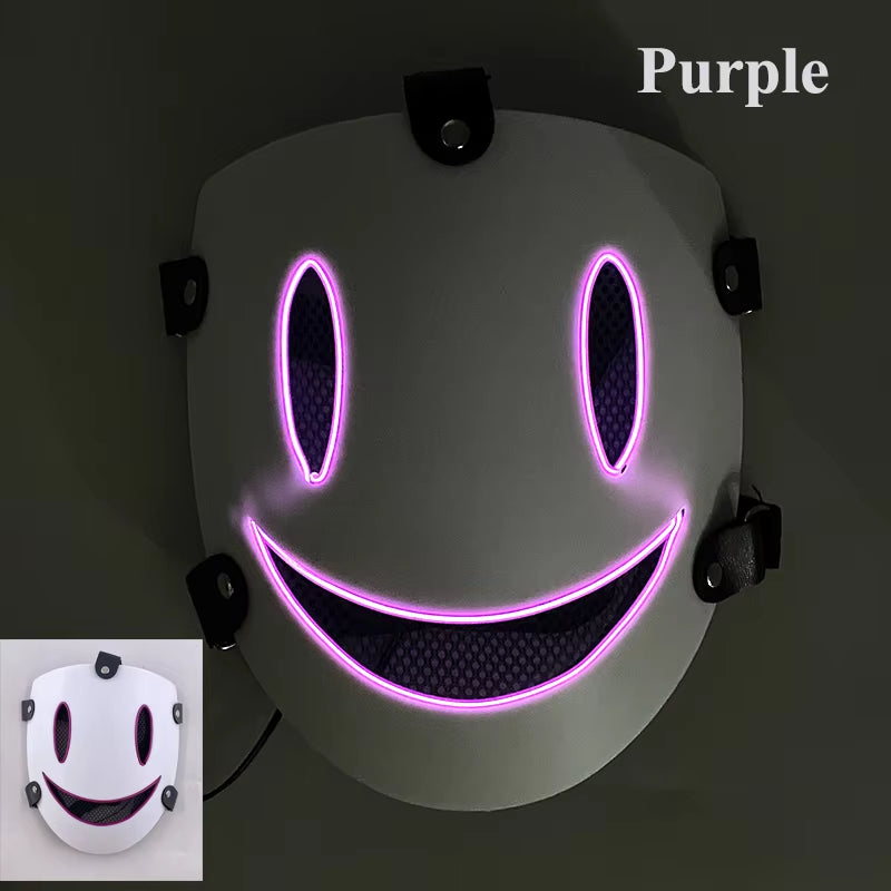 Halloween Japanese Anime LED Glowing Full Face Mask Cosplay Props Luminous Light up Mask for Adult Kids Neon Mask Supplies