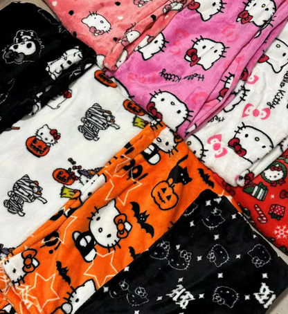 Halloween/Fall Hello Kitty Coral Fleece Pajama Pants