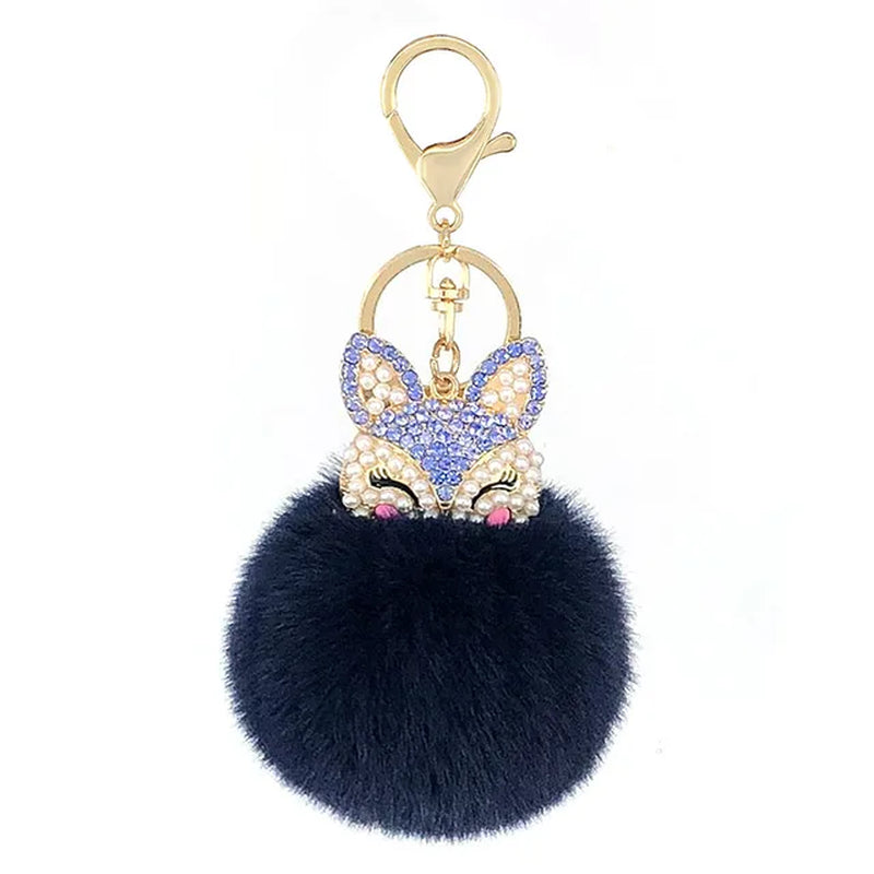 Crystal Fox with Pom Pom Fur Charm