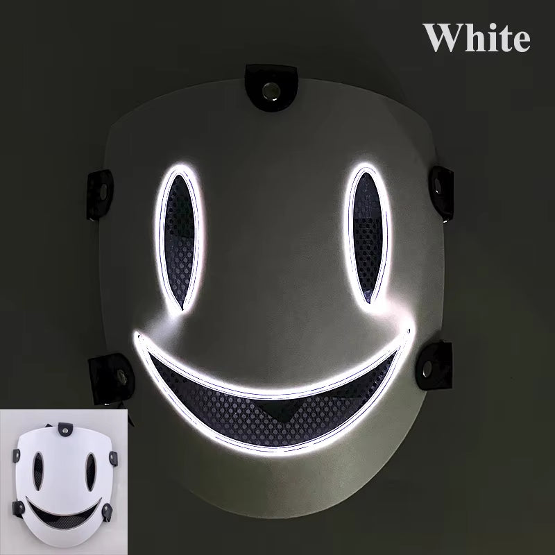 Halloween Japanese Anime LED Glowing Full Face Mask Cosplay Props Luminous Light up Mask for Adult Kids Neon Mask Supplies