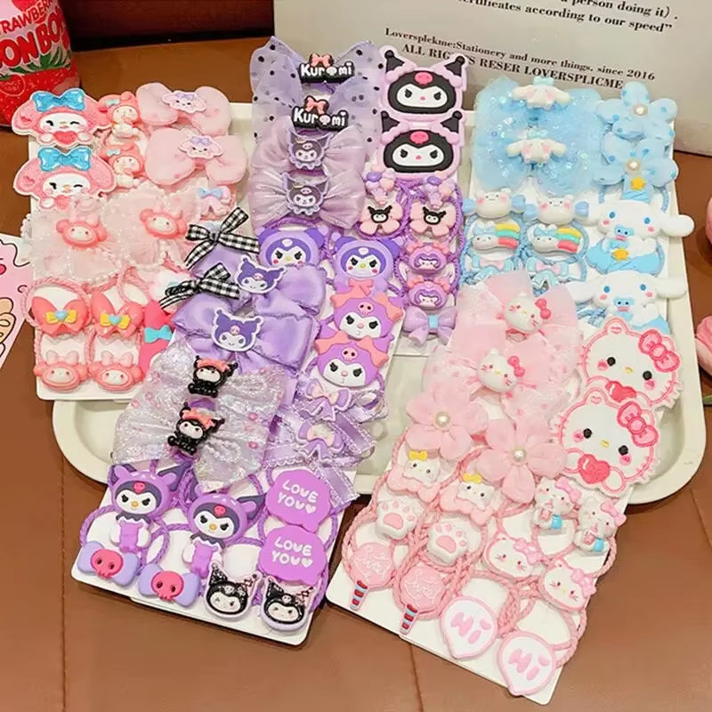 Sanrio Hello Kitty Elastic Hair Bands Cute Cartoon Kuromi Fashion Portable Hair Accessories Hair Rope Girl Holiday Gifts