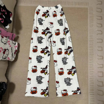 Halloween/Fall Hello Kitty Coral Fleece Pajama Pants