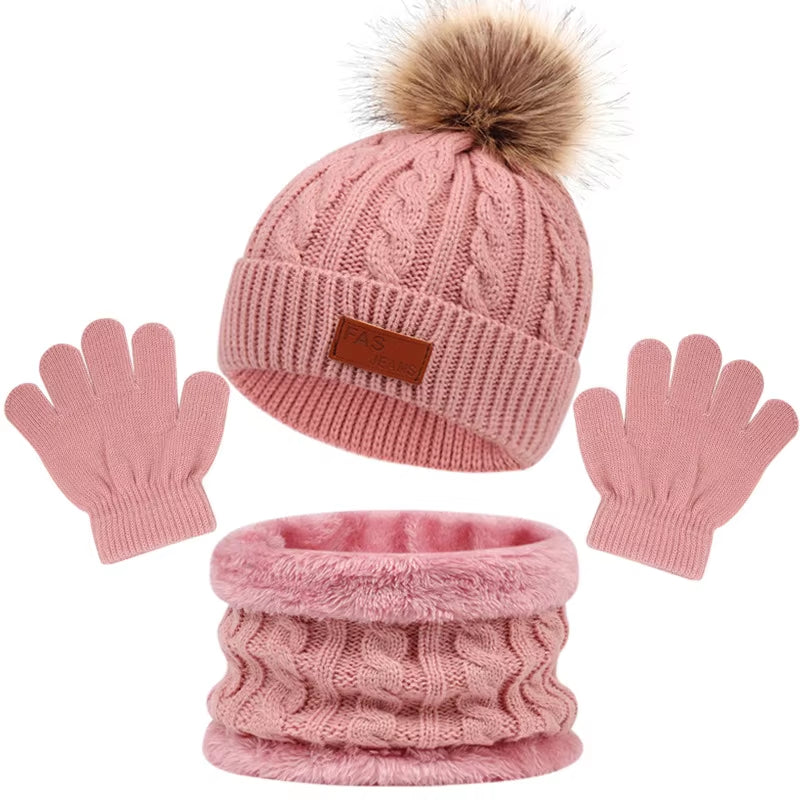 Warm Beanie/Scarf/Gloves Set for 1-3 Years Old