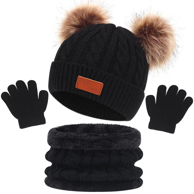 Warm Beanie/Scarf/Gloves Set for 1-3 Years Old