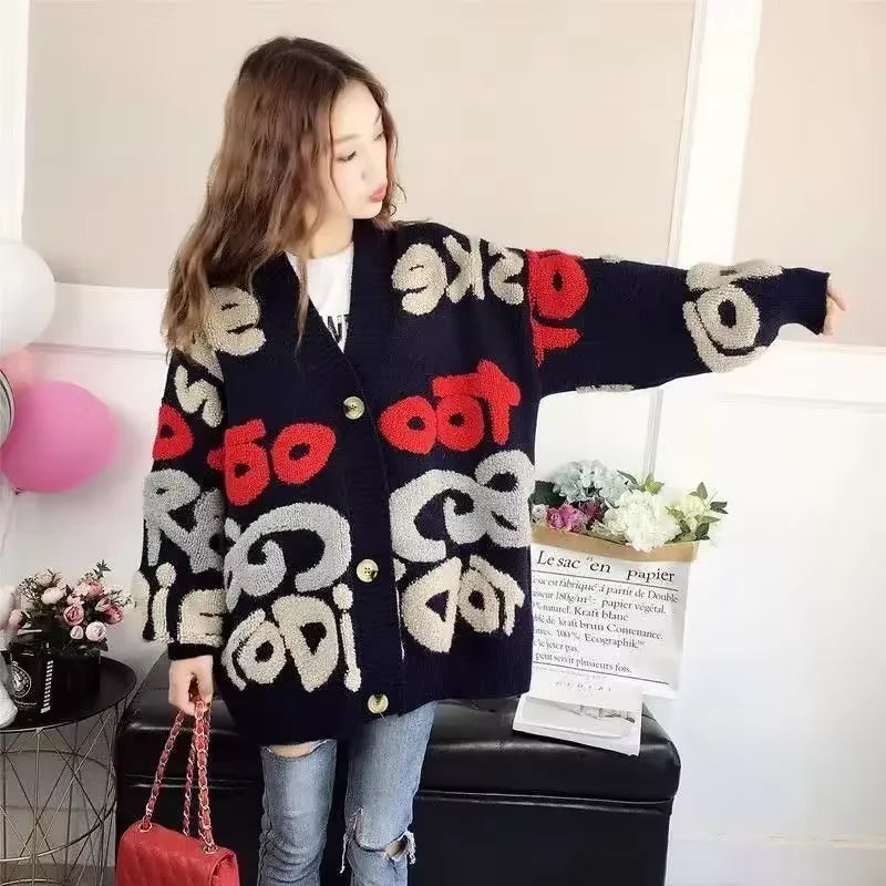 Knit Tops for Woman Red Cardigan Women'S Sweater Anime Long Clothing Y2K Vintage Korean Fashion Cashmere 2024 Style Trend Korea