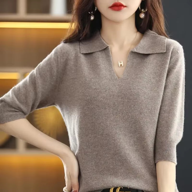 2024 New Women Knitted Sweaters Autumn Winter Warm Clothing Fashion Casual Sweater Long Sleeve Jumper V-Neck Loose Pullovers Top