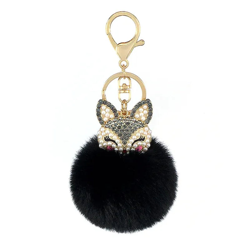 Crystal Fox with Pom Pom Fur Charm