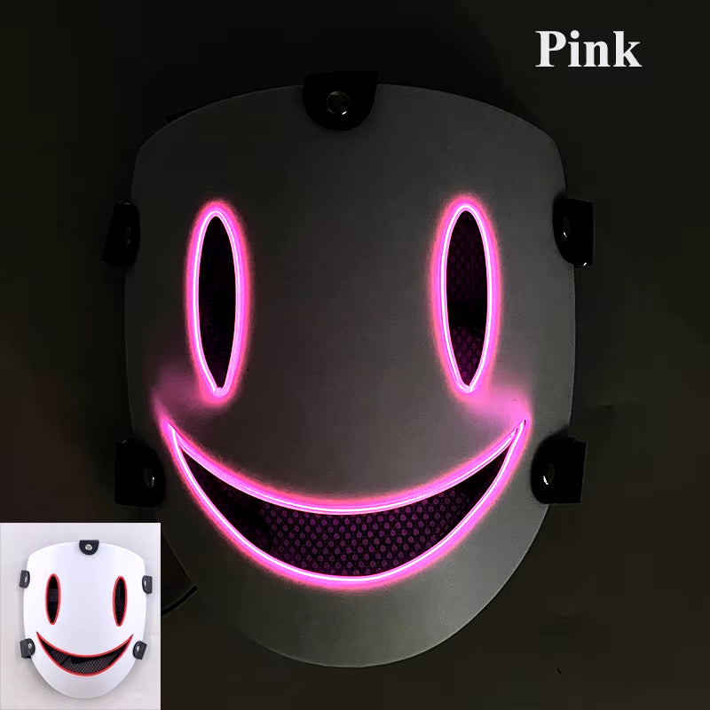 Halloween Japanese Anime LED Glowing Full Face Mask Cosplay Props Luminous Light up Mask for Adult Kids Neon Mask Supplies