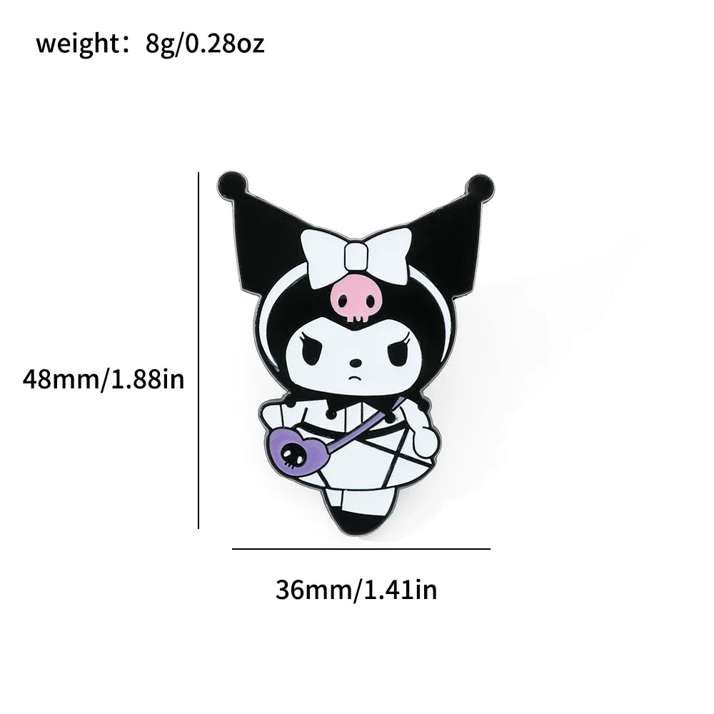 5 Pcs Halloween Hello Kitty Brooch Funny Kuromi Cinnamoroll Enamel Pin Metal Badge Knapsack Clothing Jewelry