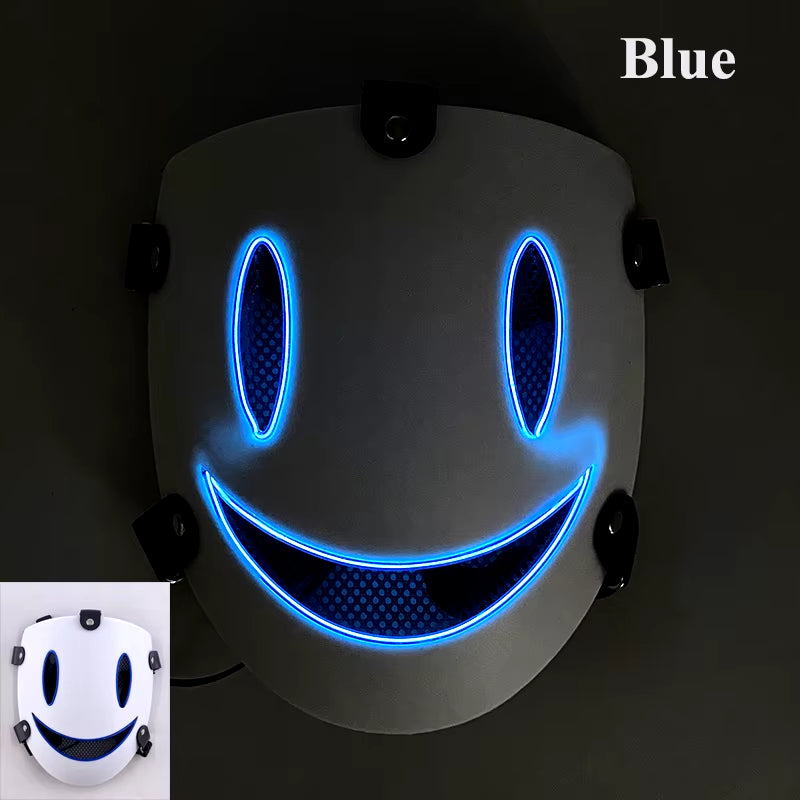 Halloween Japanese Anime LED Glowing Full Face Mask Cosplay Props Luminous Light up Mask for Adult Kids Neon Mask Supplies