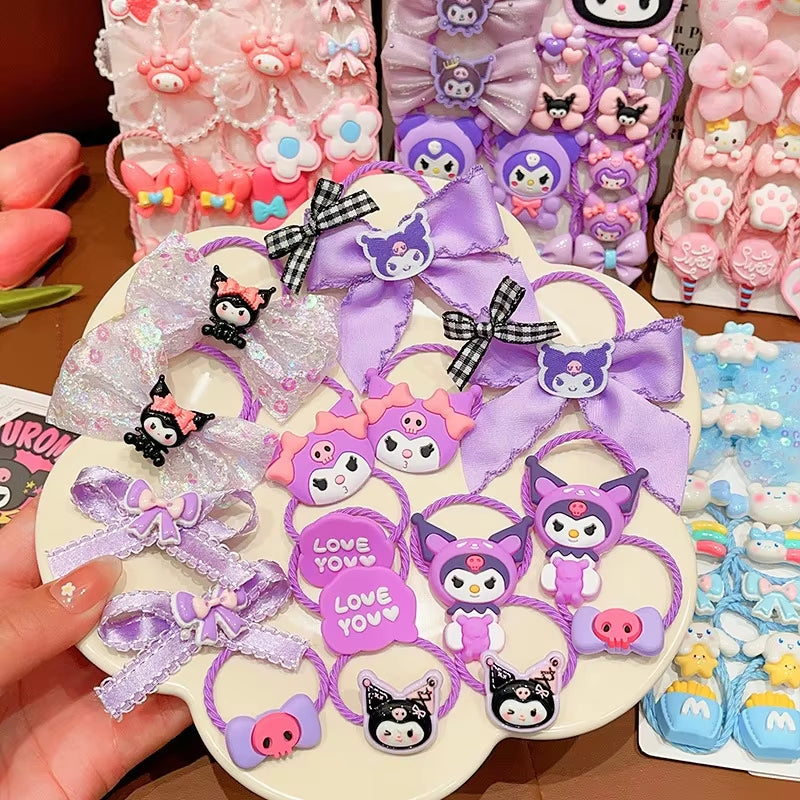 Sanrio Hello Kitty Elastic Hair Bands Cute Cartoon Kuromi Fashion Portable Hair Accessories Hair Rope Girl Holiday Gifts