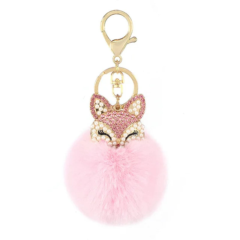 Crystal Fox with Pom Pom Fur Charm