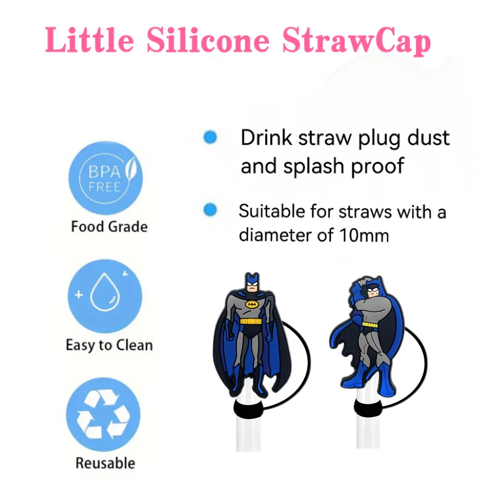 New! Batman Cartoon Straw Cover Cap 10MM Accessories