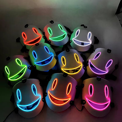 Halloween Japanese Anime LED Glowing Full Face Mask Cosplay Props Luminous Light up Mask for Adult Kids Neon Mask Supplies