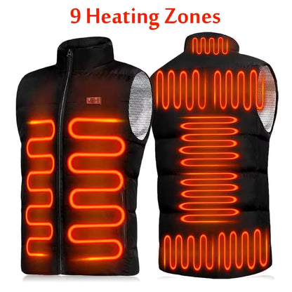 9 Heated Vest Zones Electric Heated Jackets Men Women Sportswear Heated Coat Graphene Heat Coat USB Heating Jacket for Camping