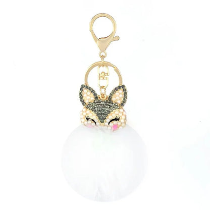 Crystal Fox with Pom Pom Fur Charm