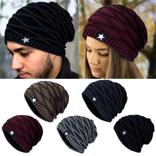 Winter Fleece Lined Warm Thermal Beanie Hat Ski Cap Knitted Cap Skullies Hat