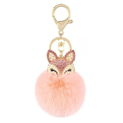 Crystal Fox with Pom Pom Fur Charm