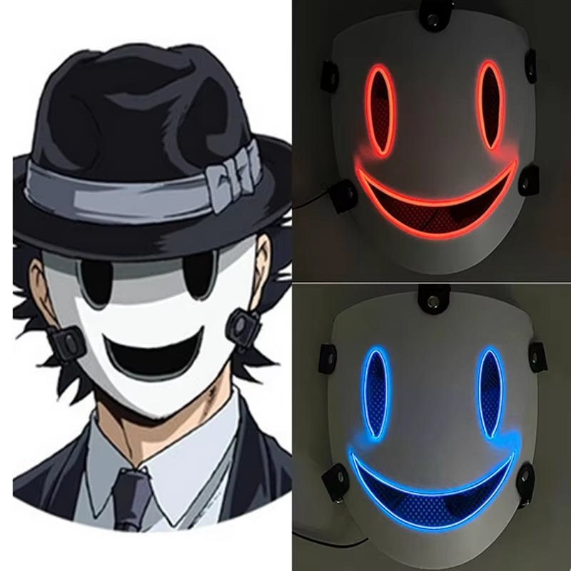 Halloween Japanese Anime LED Glowing Full Face Mask Cosplay Props Luminous Light up Mask for Adult Kids Neon Mask Supplies