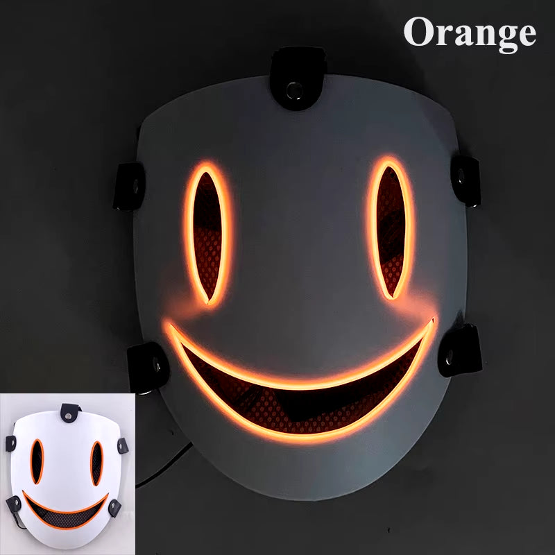 Halloween Japanese Anime LED Glowing Full Face Mask Cosplay Props Luminous Light up Mask for Adult Kids Neon Mask Supplies