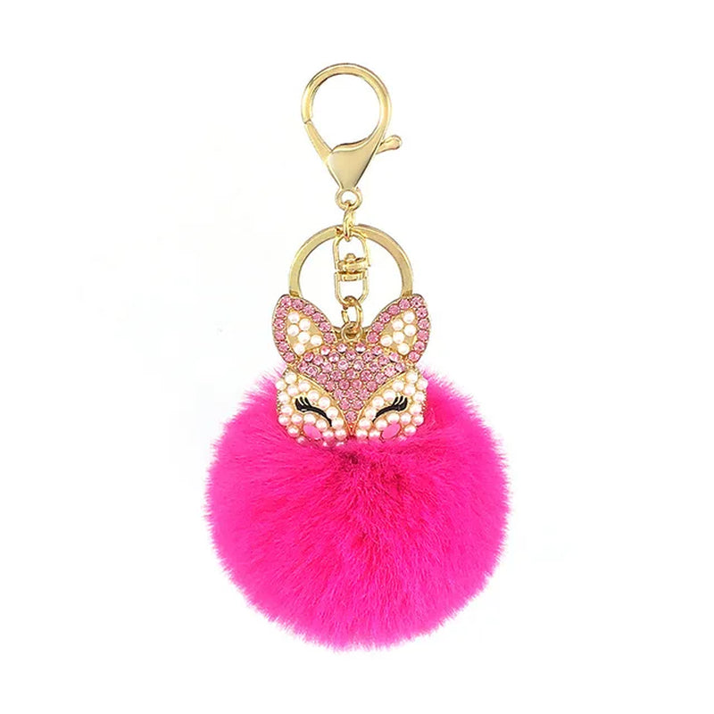 Crystal Fox with Pom Pom Fur Charm