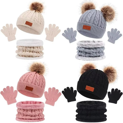 Warm Beanie/Scarf/Gloves Set for 1-3 Years Old