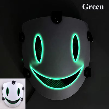 Halloween Japanese Anime LED Glowing Full Face Mask Cosplay Props Luminous Light up Mask for Adult Kids Neon Mask Supplies