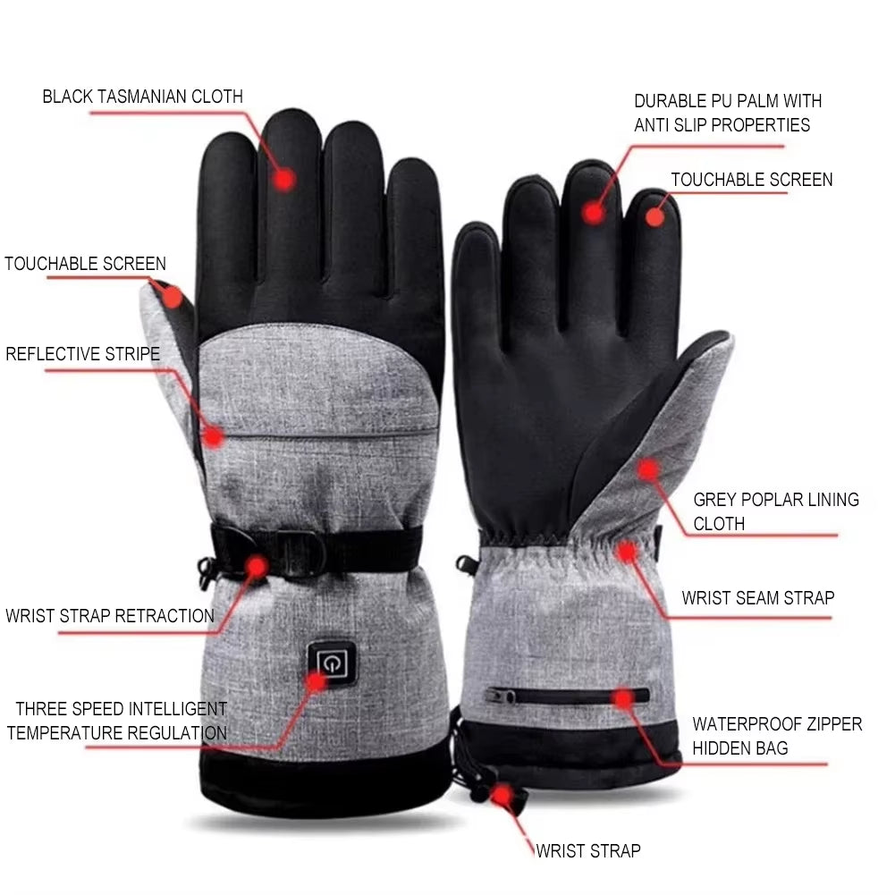 Men and Women's Heated Waterproof Gloves Anti-Slip