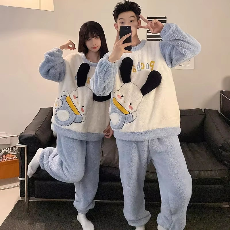 Cartoon Jade Cinnamon Dog Winter New Couple Pajamas Coral Fleece Fleece Thickened Cute New Pacha Dog Plush Loungewear