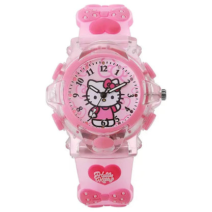 Watch Kawaii Melody Cinnamoroll Children LED Luminous Watch Kuromi Hello Kitty Student Wrist Watch Kids Birthday Gift Toy