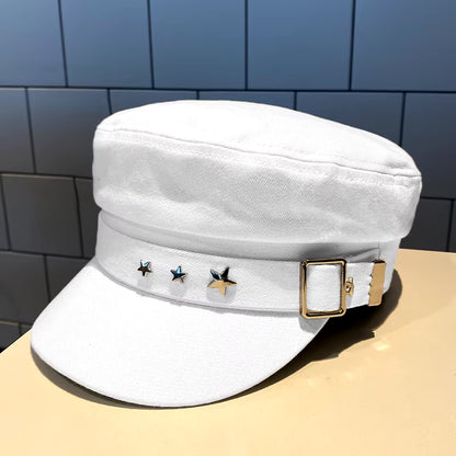 Women'S Beret Black Star Hat Spring and Autumn Winter British Retro Fashion New Sea Military Style Korean Caps Mother Hats