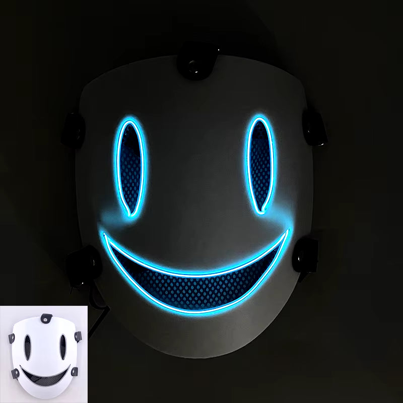 Halloween Japanese Anime LED Glowing Full Face Mask Cosplay Props Luminous Light up Mask for Adult Kids Neon Mask Supplies