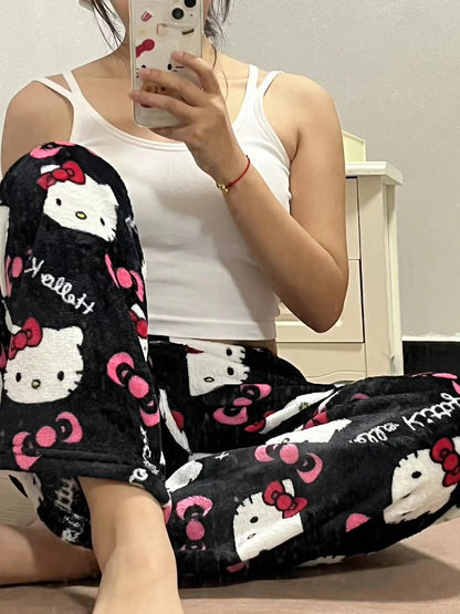 Halloween/Fall Hello Kitty Coral Fleece Pajama Pants